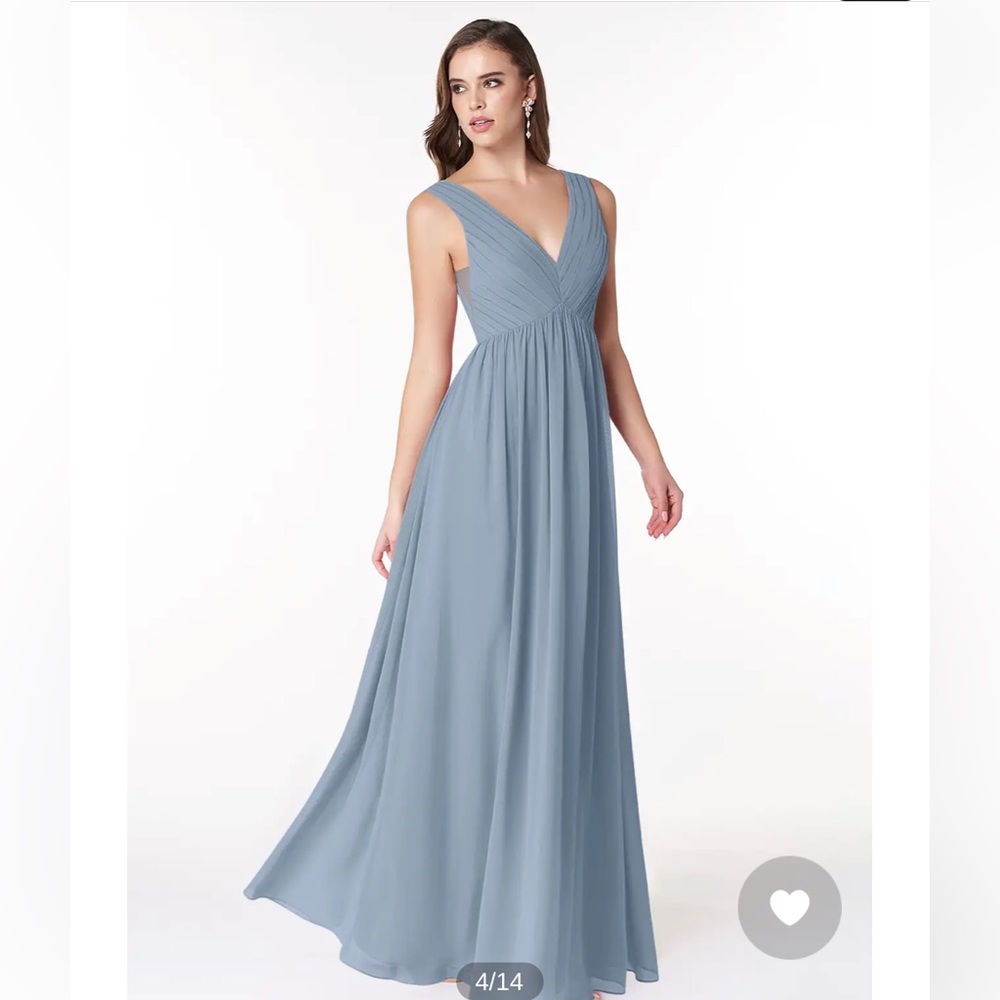 Azazie dusty blue chiffon dress